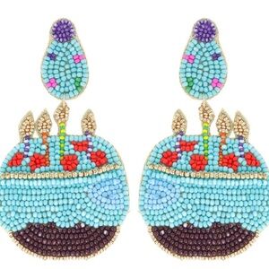 Fashion  jewelry happy birthday cake seed bead drop earrings